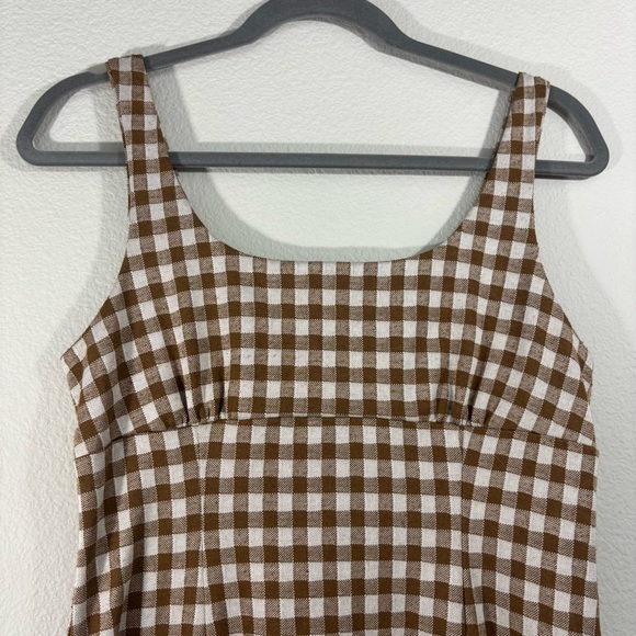 Altar'd State Checkered Brown and White Mini Dress M Preppy Feminine Minimalist - Picture 12 of 12